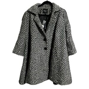 Womens Beulah style coat jacket gray & black snap button Size  Large
